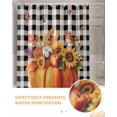 thumbnail image 6 of Fall Shower Curtain Harvest Pumpkin Bathroom Curtains with Hooks, Waterproof Fabric Bird Maple Leaves Sunflower Black Buffalo Plaid Thanksgiving Bath Shower Curtains Set for Bathroom Bathtubs 36x72, 6 of 7