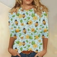 thumbnail image 2 of CYMMPU Bee Graphic 3/4 Sleeve Loose Fit Blouses for Women Dressy Casual Tunic Tops Summer Fashion Shirts Spring Tops Round Neck Lightweight Basic T-Shirts Multicolor XL, 2 of 5