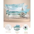 thumbnail image 2 of Hokiten Pillow Cases Standard Size Set of 2, Lumbar Pillow Covers, Coastal Christmas Tree Satin Pillowcases with Zipper for Hair/Skin, Modern Oil Painting Beach Xmas Tree 20x26 Inches, 2 of 6