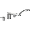 thumbnail image 1 of Moen T936 Rizon Two-Handle Low Arc Roman Tub Faucet with Hand Shower Trim Without Valve, Chrome, 1 of 4