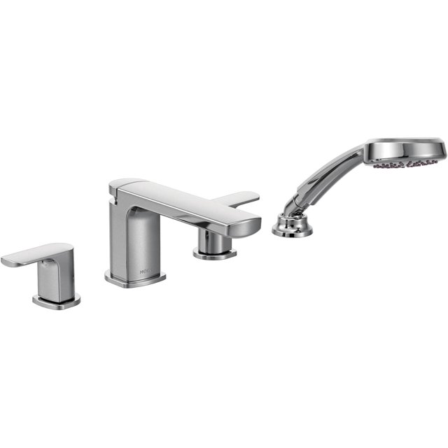 Moen T936 Rizon Two-Handle Low Arc Roman Tub Faucet with Hand Shower Trim Without Valve, Chrome