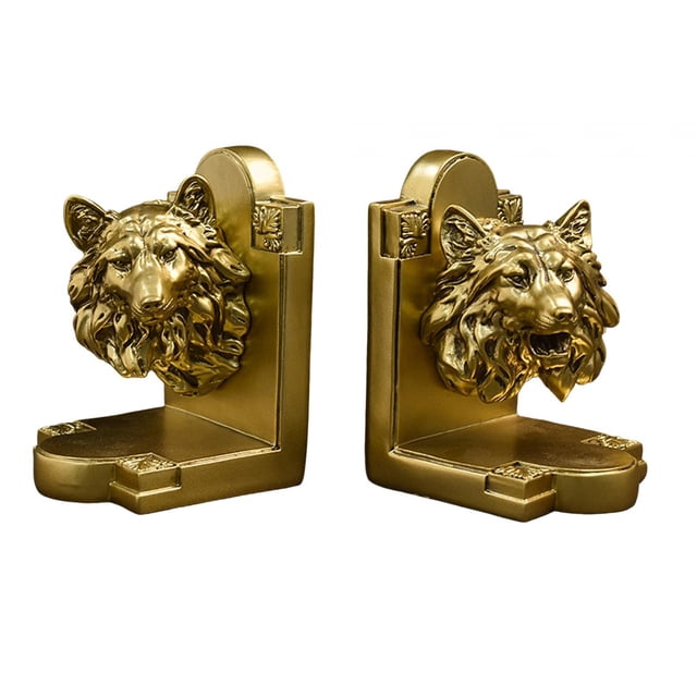 Sujetalibros Decorativos para Estante, Sujetalibros, Organizador de Libros, Decoración Del Hogar, Estatuilla de Animales, Sujetalibros de Resina, para Lobo