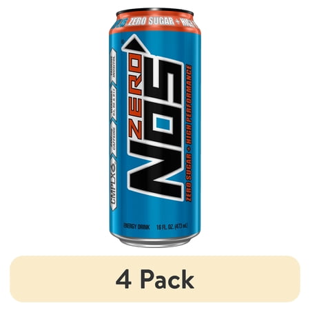 (4 pack) NOS High Permance Energy Drink, Zero Sugar, 16 fl oz