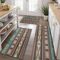 thumbnail image 2 of Brown Geometric Triangle Diamond Pattern Kitchen Rugs Sets Of 3,Kitchen Runner Rugs Non Skid Washable,Decorative Kitchen Floor Mats for Kitchen,Sink,Laundry,17"x30"+ 17"x47" + 17"x59", 2 of 6