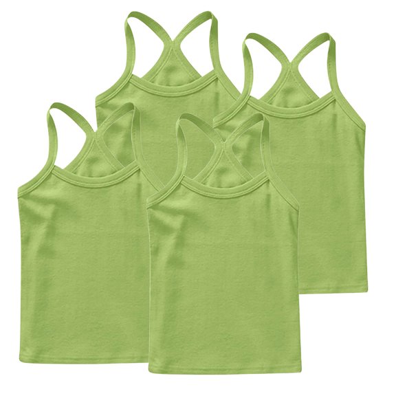 ZACPNCV 4 Pieces Girls Dance Tank Tops Racerback Camisole Undershirts Spaghetti Strap Camis Dance Clothes Tank Tops for Girls Green 12-13 Years