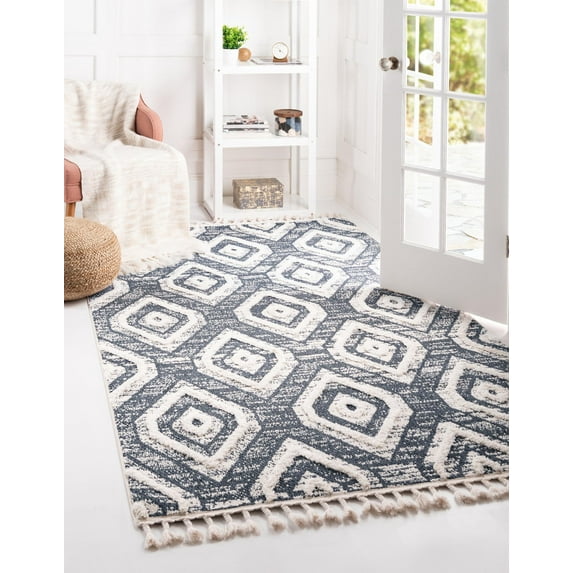 Rugs.com Cherokee Collection Rug – 6' x 9' Blue Gray High Rug Perfect For Bedrooms, Dining Rooms, Living Rooms