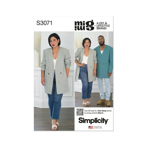 Simplicity Sewing Pattern 3071 - Unisex Blazer by Mimi G Style, Size: A (XS-XXL)