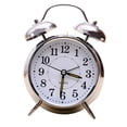 thumbnail image 1 of 4 '' Reloj Analógico De Clásico Sin Tictac Luz De Campana Doble Reloj Despertador De Escritorio Plata Soledad Reloj despertador con campana gemela, 1 of 10