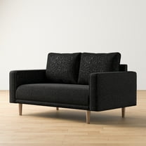 Furniture of America Doux Black MCM Custom Boucle Upholstered Fabric Welt Trim Living Room Loveseat Sofa Couch