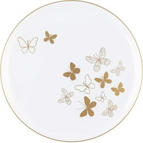 (60 PACK) EcoQuality 10.6" inch Round White Plastic Plates with Gold Butterfly Design - Disposable China Like Party Plates, Heavy Duty Dinner Charger Plates, Salad Plate, Dessert, Weddings, Serveware