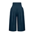 thumbnail image 6 of BUIGTTKLOP Plus Size Capri Pants for Women Somcked High Waisted Cropped Lounge Pants Straight Wide Leg Loose Fitted Capris, 6 of 6