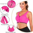 thumbnail image 2 of Sujetador deportivo FLORATA con cremallera frontal, sin costuras, sin cables, rojo para mujer, 2 of 7