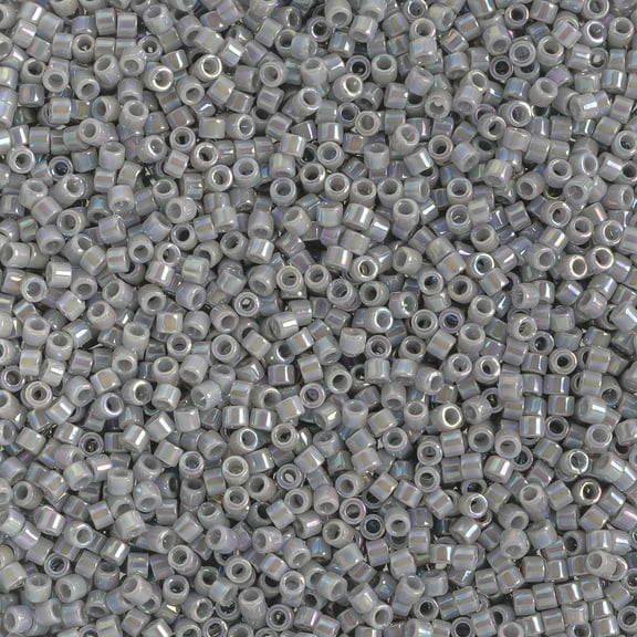 Miyuki Delica 11/0 - Grey Ghost Opaque AB DB1579 - 50gms Bag of Japanese Glass Beads