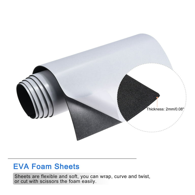 Uxcell Eva Foam Sheets Black Self Adhesive Back 6.56ft x 11.8 inch 2mm Thickness