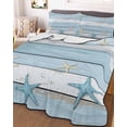 thumbnail image 3 of Quilts Twin Size Bedding Set, Blue Coastal Lightweight Quilted Comforter, Retro Summer Beach Nautical Starfish Soft Reversible Bedspread Coverlet with Pillow Covers for All Season, 68" x 86", 3 of 7