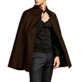 thumbnail image 2 of Men's Classic Vampire Cape Costume Gothic Victorian Cloak with Pointed Collar Vintage Magician Dracula Outfit for Halloween Cosplay Themed Dress Up, 2 of 9