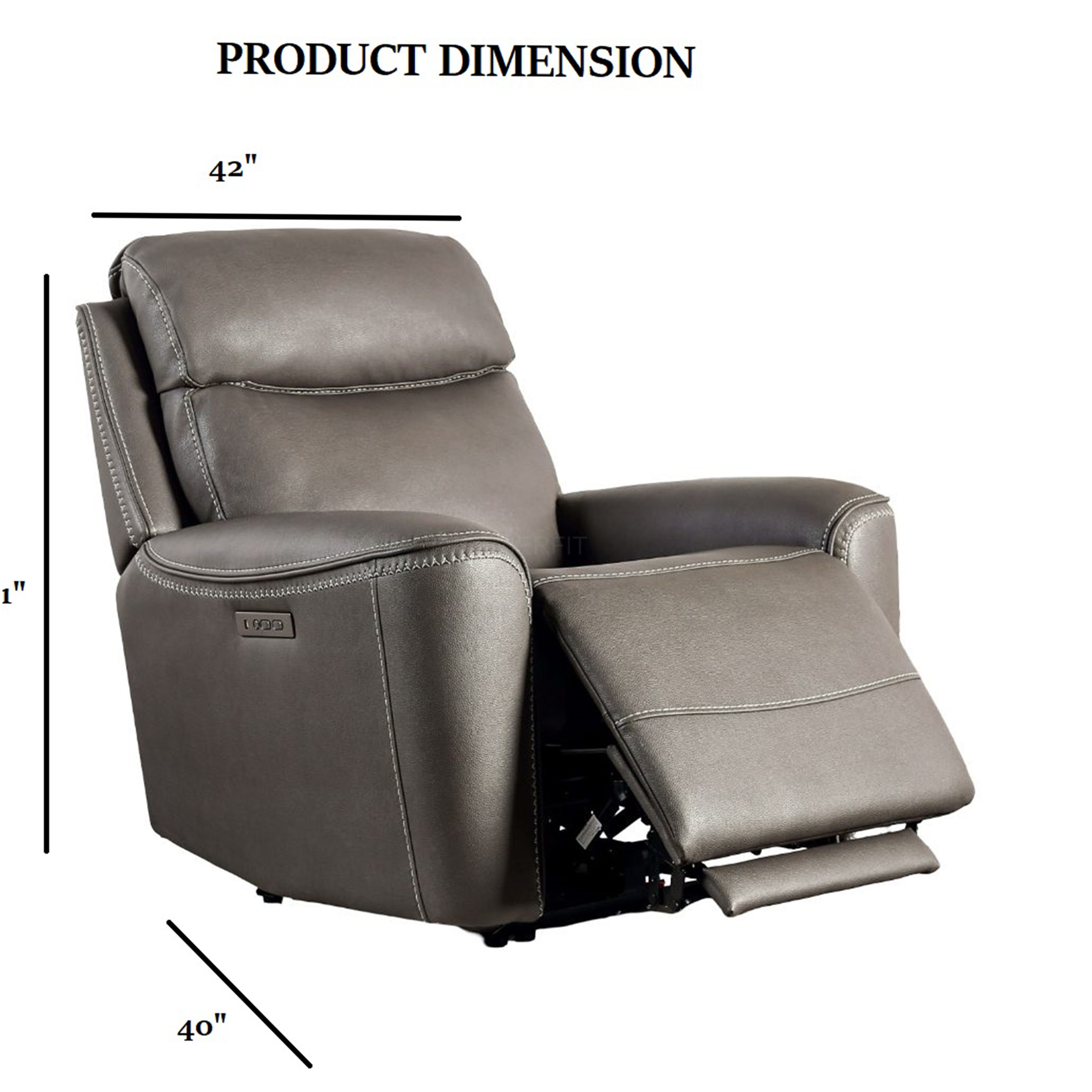 JERFIT Modern Power Recliner Chair with Zero Gravity, Gray Leather Reclining Chair for Living Room with Extendable Footrest and Padded Armrests