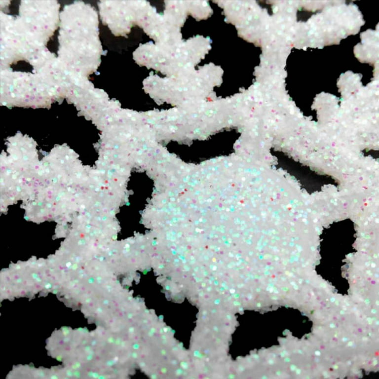 Mini 4 inch Plastic Snowflake Ornaments, tiny 12pcs Sparkling