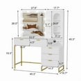 thumbnail image 2 of Modern Makeup Vanity Desk with Lighted Mirror, 10 LED Bulbs, USB & Power Outlets, 5 Drawers, 3 Shelves, Space-Saving Dressing Table for Bedrooms, 2 of 7