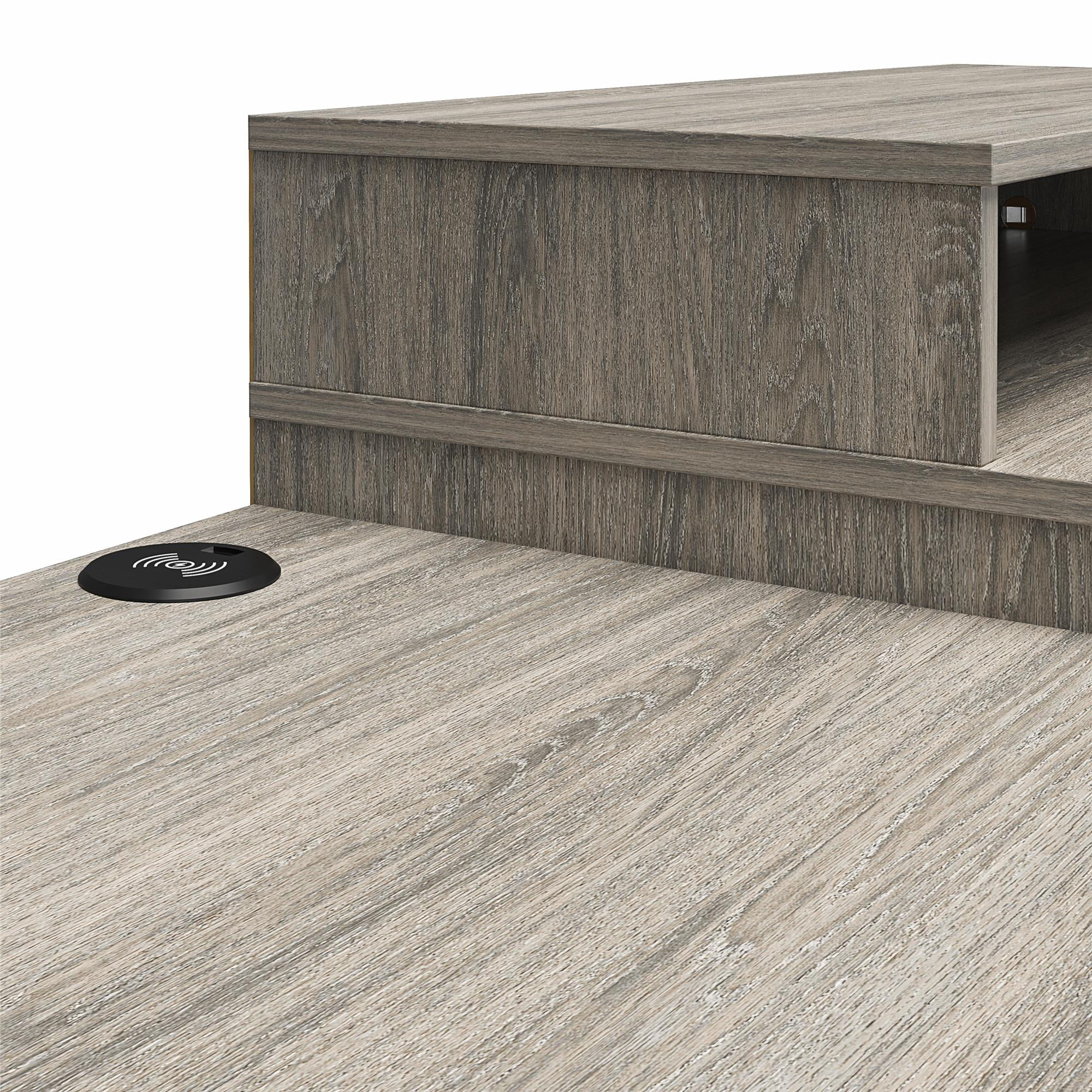 Novogratz Kalissa Dresser/Desk Combo with Wireless Charger, Gray Oak with Black