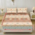 thumbnail image 2 of COEQINE Twin Sheets 3 Pieces Bedding Set, Comfort Wrinkle Free Fitted Sheet with 2 Pillowcases, Soft Winter Bottom Bedsheet Easy & Secure Fit, American Tribal Brown Blue, 2 of 5