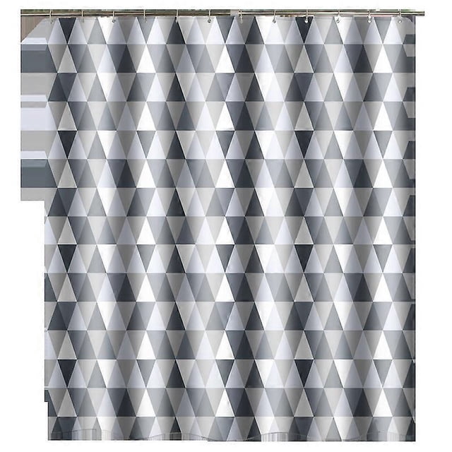 Shower Curtain Waterproof Shower Curtain, 180 x 180cm Waterproof Shower Curtain, Weighted Hem, Shower Curtain with 12 Hooks - Triangle Pattern