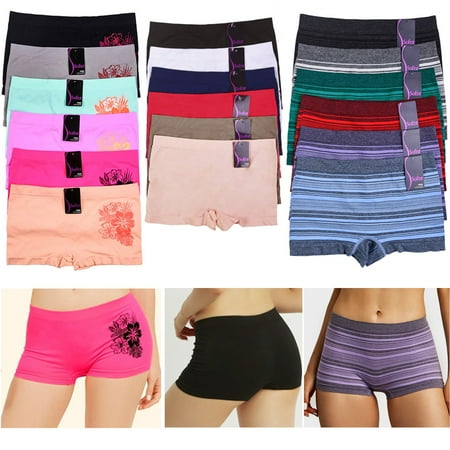 - 6 Pack Seamless Boyshorts Womens Underwear Lot Booty Panties Boxer Brief Spandex