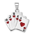 thumbnail image 1 of FB Jewels Sterling Silver Rhodium-platedEnamel Royal Flush Pendant, 1 of 4