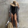 thumbnail image 4 of Cárdigan de rayón con hojas y parte inferior negra, chaqueta holgada para playa, protección solar, bikini, blusa, traje de baño para mujer, 4 of 6