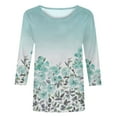 thumbnail image 4 of Pompotops Mode Femmes Confortable Col Rond Manches 3/4 Imprimé Casual T-shirt Chemisier Dégagement, 4 of 5