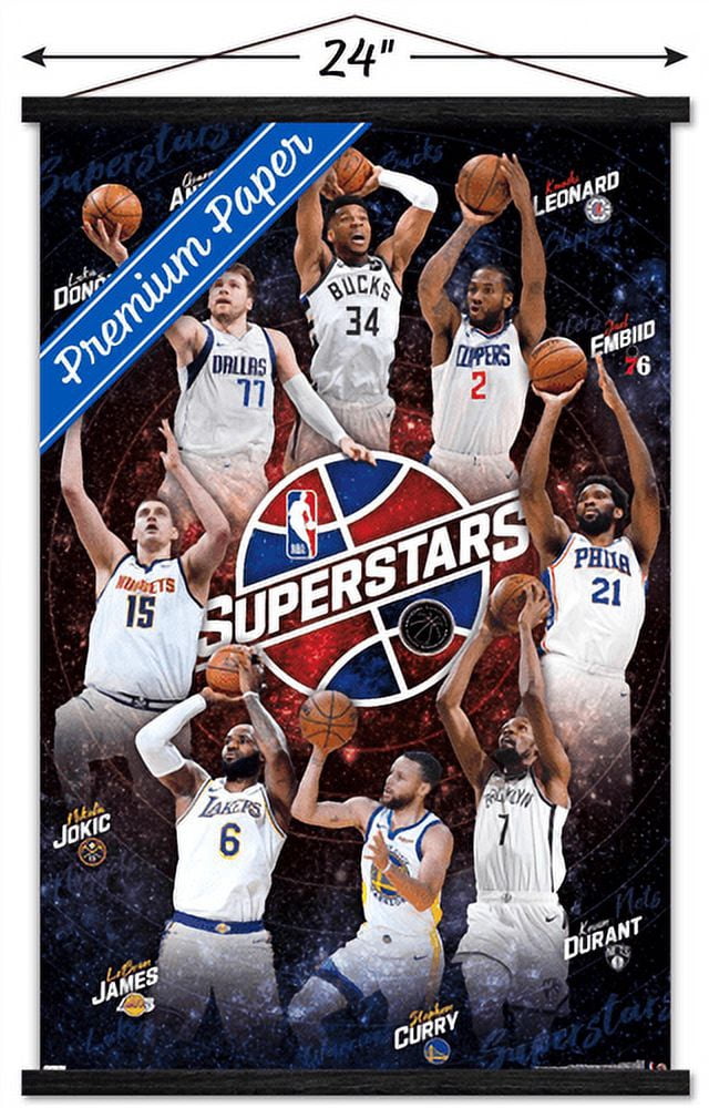 NBA League - Superstars 21 Wall Poster with Wooden Magnetic Frame, 22.375" x 34"