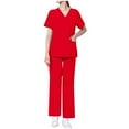 thumbnail image 2 of Hanen Basic Scrub Set for Women - Slim V-Neck Scrub Top & Multi Pocket Skinny Cargo Scrub Pants, 2 of 7