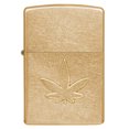 thumbnail image 3 of Zippo Cannabis Stamped Design Tumbled Brass Pocket Lighter, 3 of 6