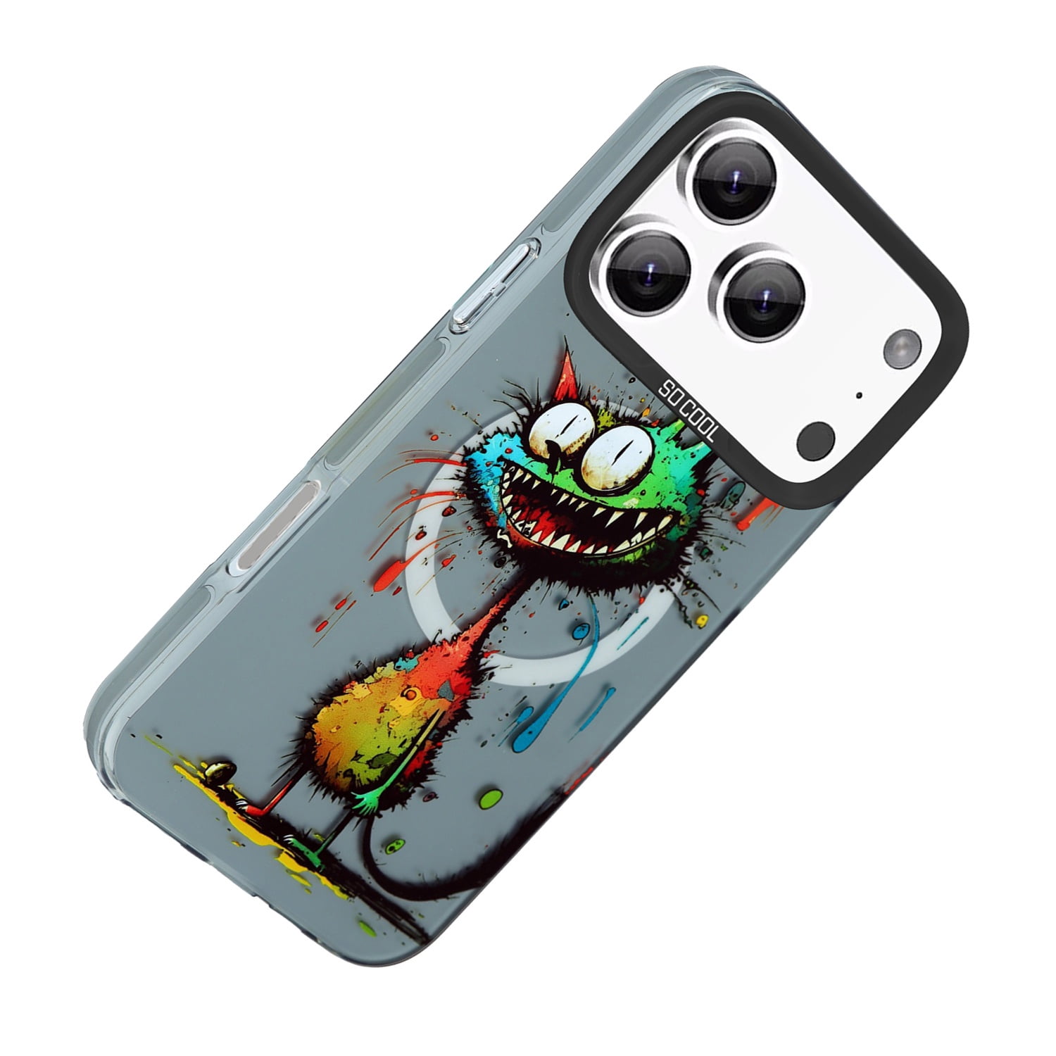 Graffiti Animal Print Shockproof Case for iPhone 17 Pro Max - Teal