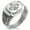 Silver, variant on Stainless Steel Valorous Fleur De Lis CZ Ribbed Needle Stripe Pattern Biker Style Polished Ring