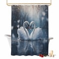 thumbnail image 2 of Valentines Day Shower Curtain, 36" x 72", White Swans Couple Romantic Blue Waterproof Bathroom Curtain Washable Shower Curtain Set with 12 Hooks, 2 of 9
