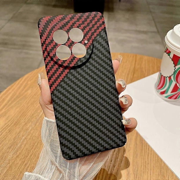 For OnePlus 13 Case Hard PC Phone Cover Carbon Fiber Texture Drop Proof - Black