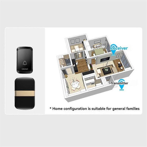 Wireless Smart Doorbell, 300m Range Smart Door Bell, Waterproof Home Welcome Door Bell, No Outlet Needed Plug