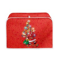 Renewold 4 Slice Santa Xmas Trees Toaster Cover for Home Kitchen Lightweight Bakeware Protector Cover Breathable Wide Slot Bread Maker Dust Cover,Christmas Holiday