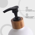 thumbnail image 4 of Juego de dispensador de jabón de vidrio, dispensador de jabón de 500 ml, juego de baño negro mate con bandeja, dispensador de jabón de manos, loción y champú para encimera de cocina, 4 of 8