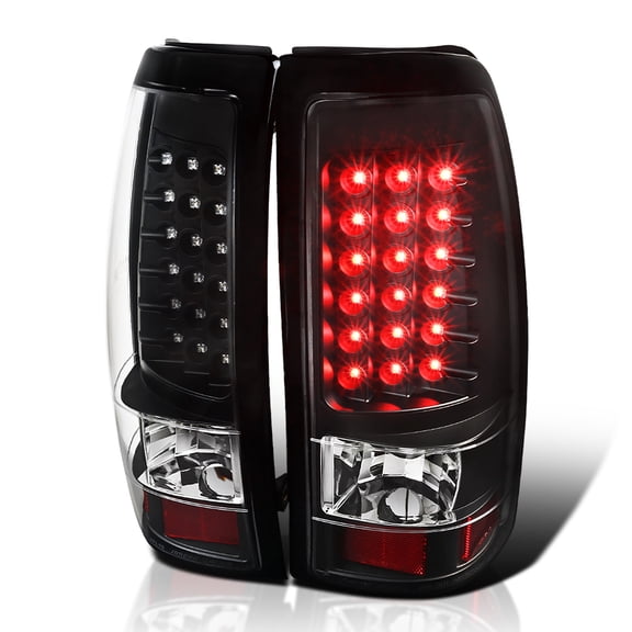 Spec-D Tuning Black Housing Clear Lens LED Tail Lights Compatible with 1999-2002 Chevy Silverado 1500/1500HD/2500/2500HD/3500, GMC Sierra Models, Left Right Pair Assembly