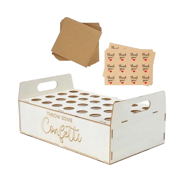 Caja Porta Conos de Confeti para Fiesta, Confeti para Caja de Regalo de Boda, Caja con Bandeja de Soporte, 28 Agujeros para Conos de Confeti, con Pape Color del papel kraft