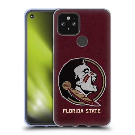 Head Case Designs Officially Licensed Florida State University FSU Florida State University Distressed Look Soft Gel Case Compatible with Google Pixel 5 5G