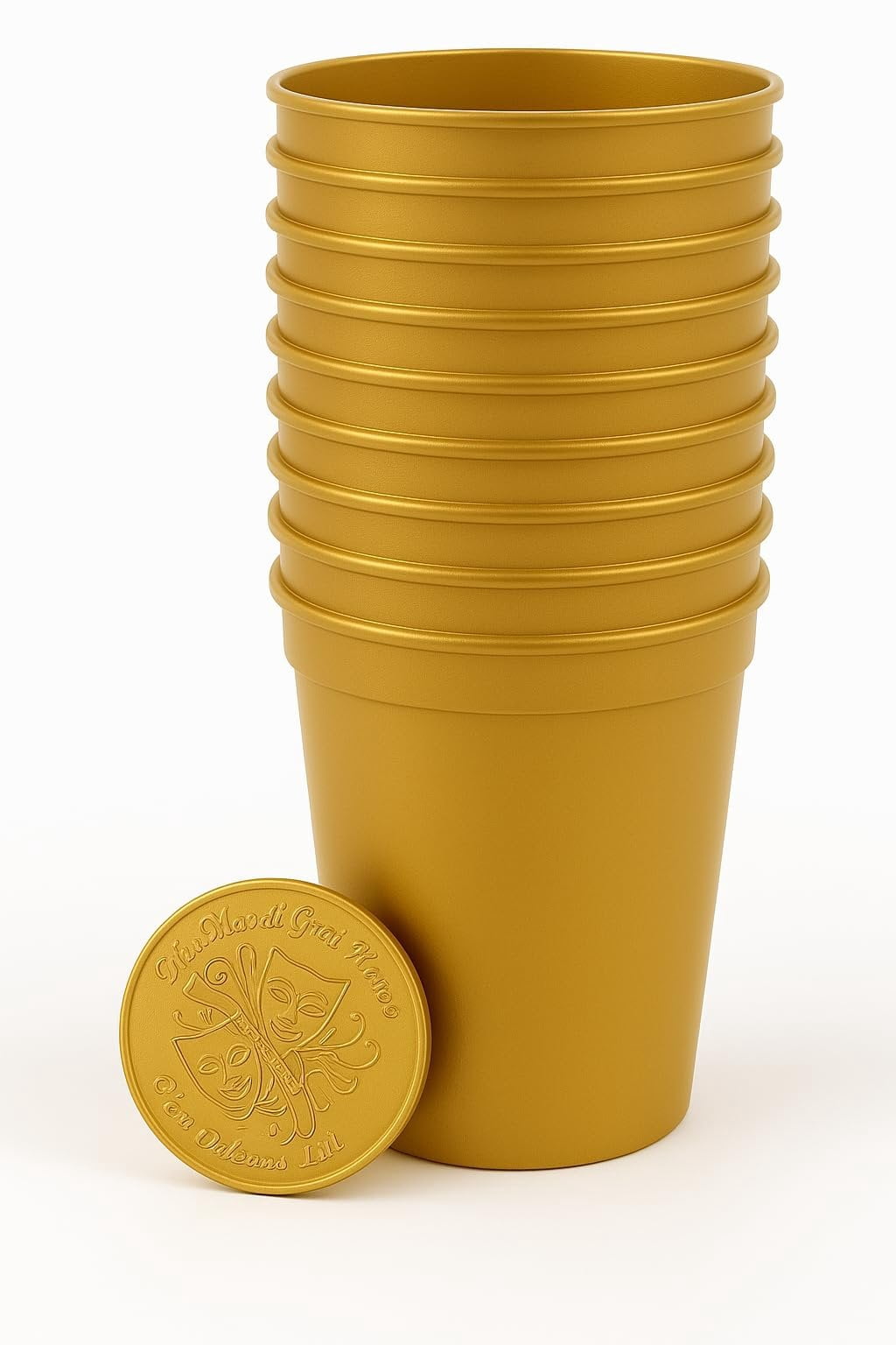 Metallic Gold Plastic Party Cups, Pack of 25, Blank 16 oz Stadium Cups