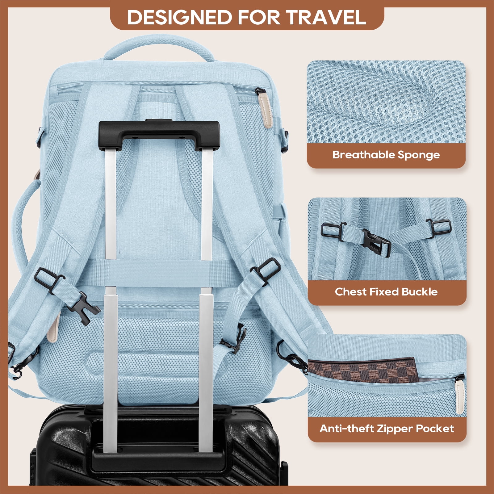 Joyway 2-Piece Travel Backpack Set Airline-Approved Waterproof Carry-On Luggage with USB Charging Port Comfortable Straps & Matching Toiletry Bag