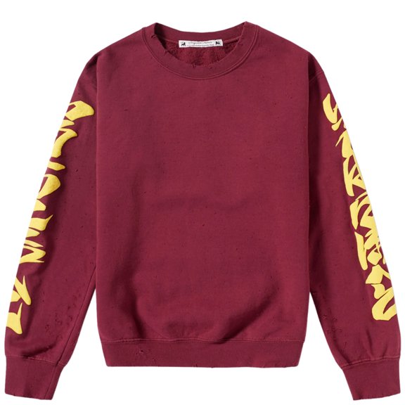 Sasquatchfabrix Mens Iroha Damaged Sweatshirt Small Wine