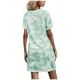 thumbnail image 5 of Yuyuzo Robes T-Shirts pour Femmes à Manches Courtes, Mini-Robe à Col en V, Ourlet Froncé, Couleur Dégradée, Robes Courtes Décontractées, 5 of 5