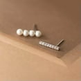 thumbnail image 5 of EOEMY 925 Sterling Silver Crystal &Pearl Bar Stud Earrings Studs Geometric Jewellery-Rose Gold, 5 of 6