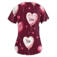 thumbnail image 3 of Valentines Day Womens Nurse Uniforms Summer Love Heart Printed V Neck Breathable T-Shirts Short Sleeve Professionals Soft Stretch Workwear Shirt with Pockets red 4X-Large, 3 of 4
