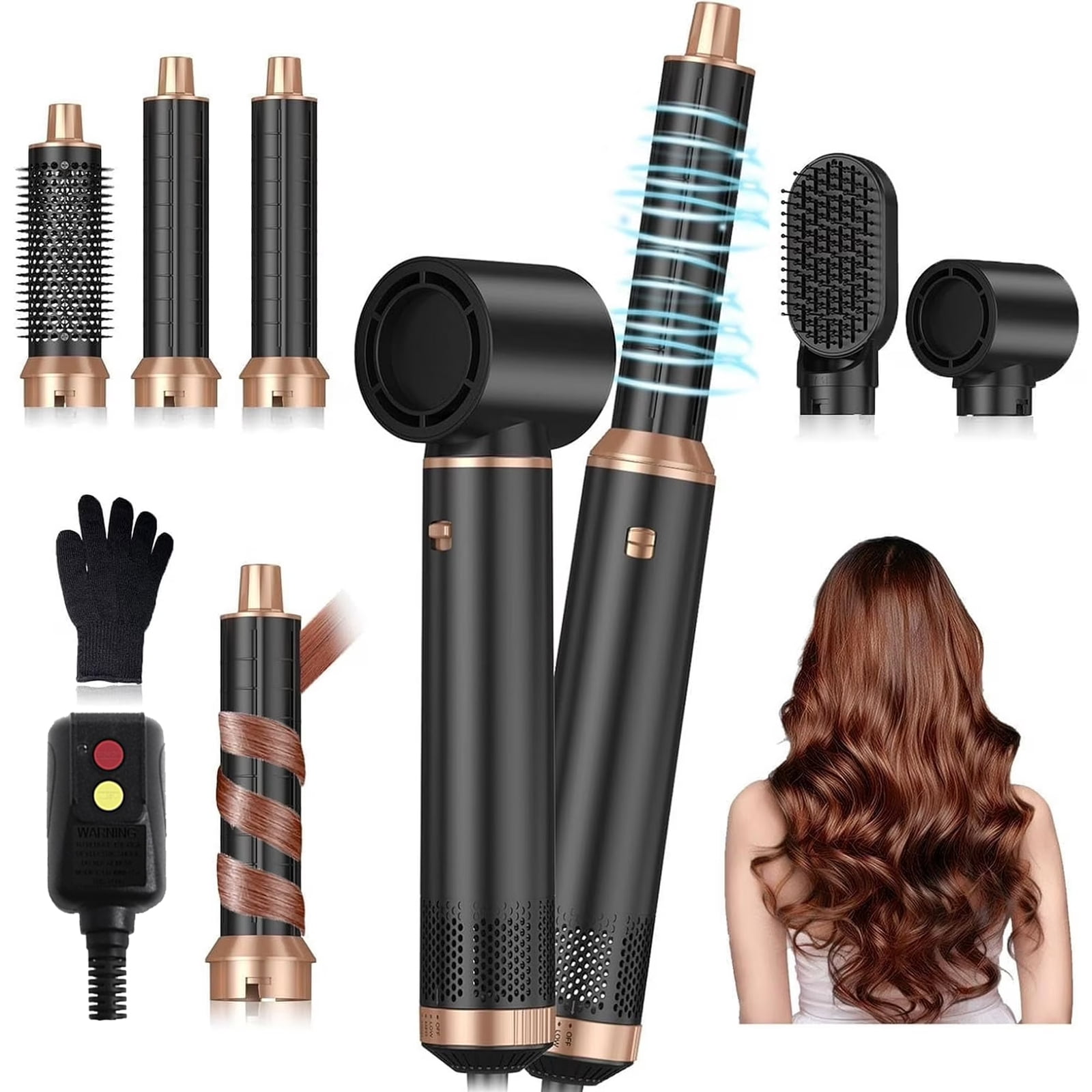 Taotique 5-in-1 Hot Air Brush Styler with Air Curler, Gold photo 1